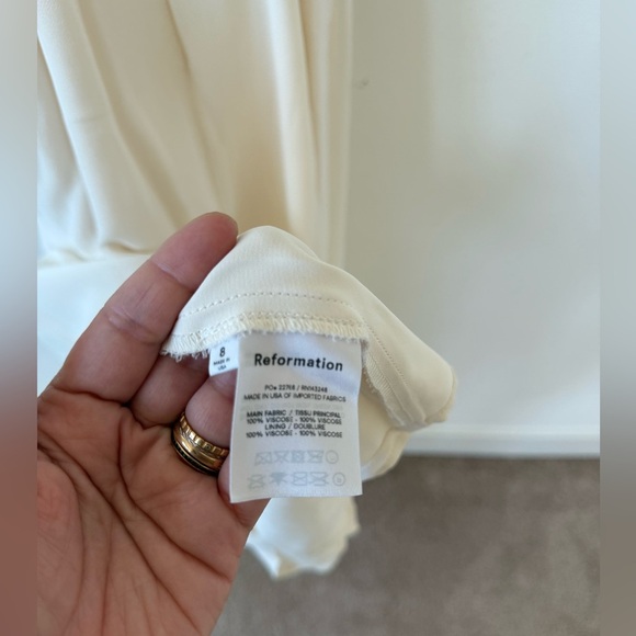 Reformation Ivory sleeveless Nikita Tank Tie Straps Flounce Hem midi Dress 8 - Picture 11 of 13